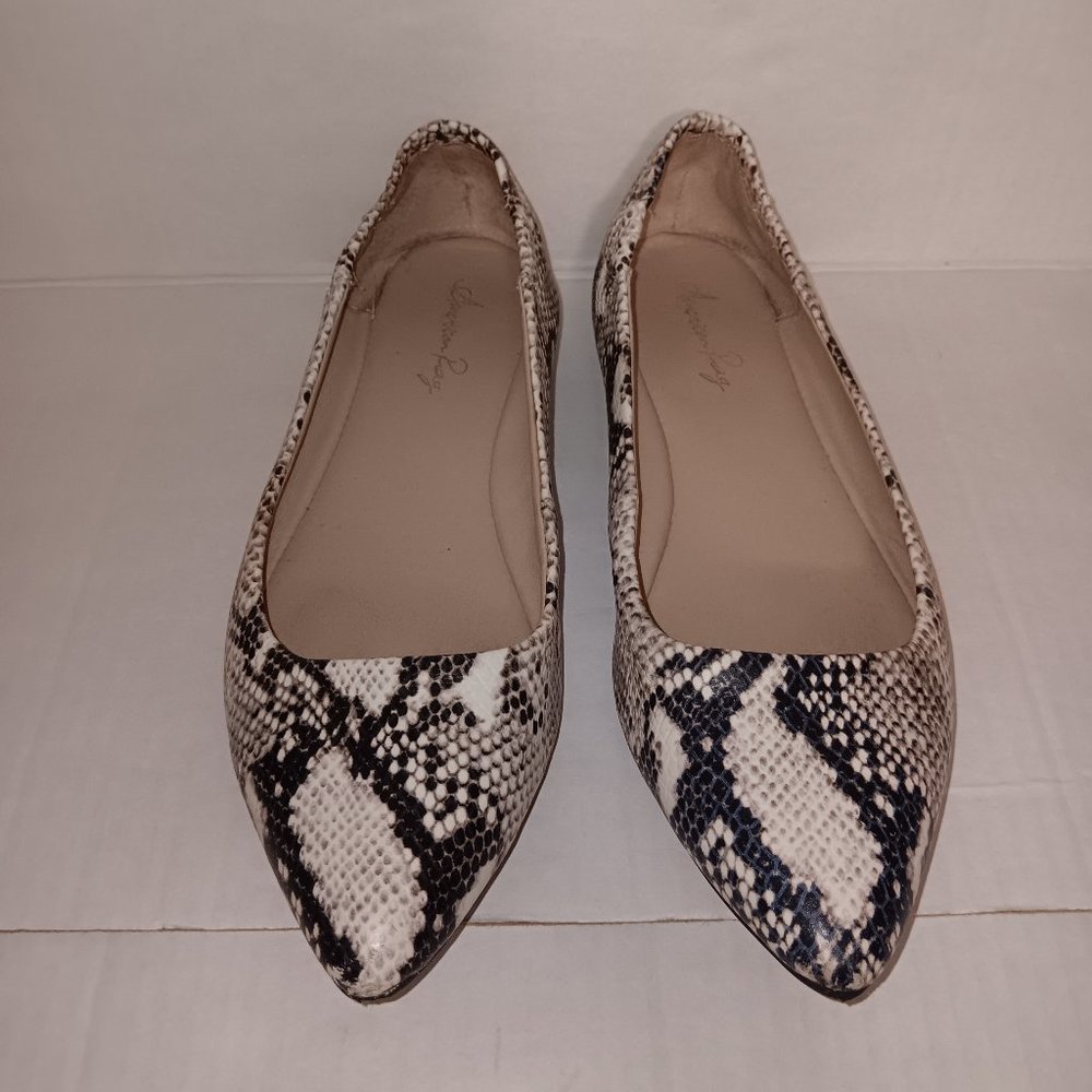 AMERICAN RAG SNAKE PRINT SLIP ON FLATS SIZE 7